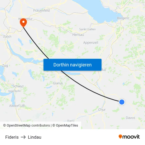 Fideris to Lindau map