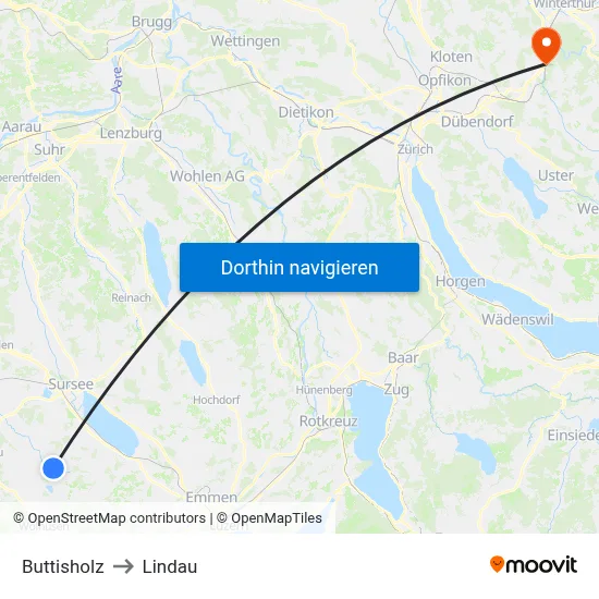 Buttisholz to Lindau map