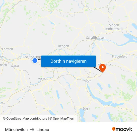 Münchwilen to Lindau map