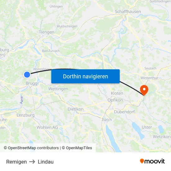 Remigen to Lindau map