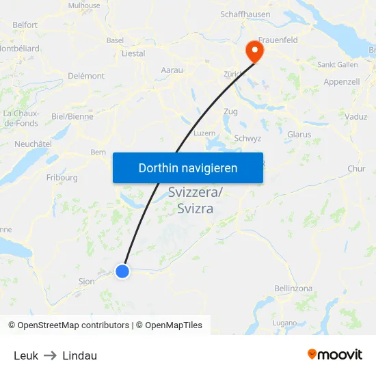 Leuk to Lindau map