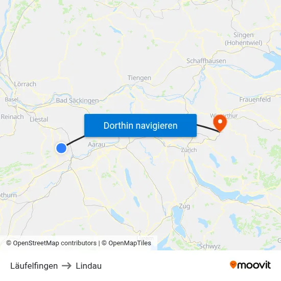 Läufelfingen to Lindau map