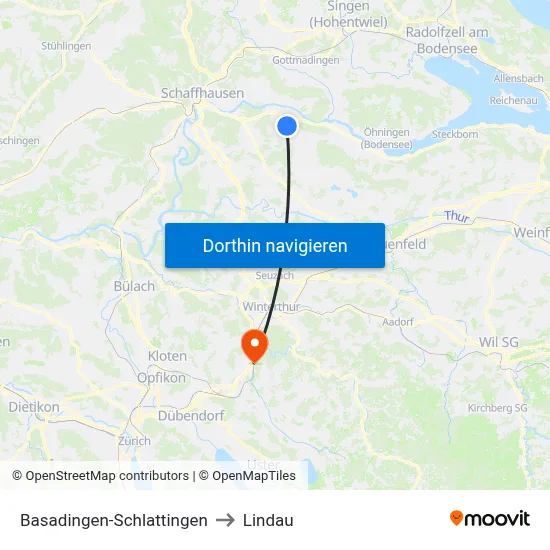Basadingen-Schlattingen to Lindau map