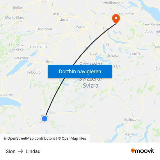Sion to Lindau map