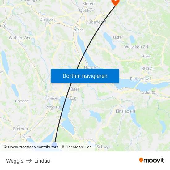 Weggis to Lindau map