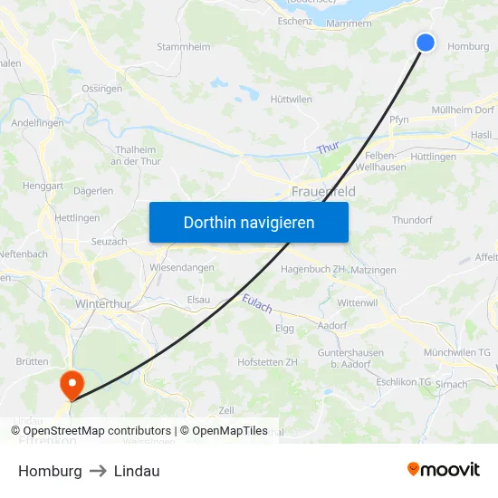 Homburg to Lindau map