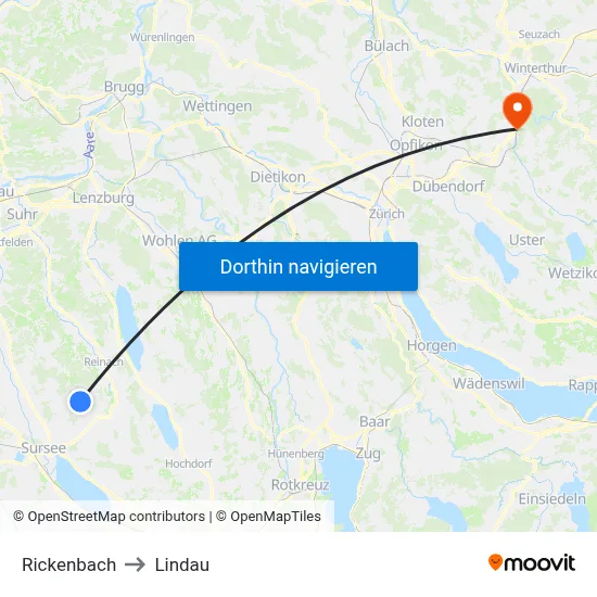 Rickenbach to Lindau map