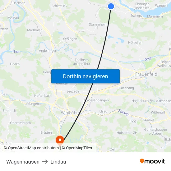 Wagenhausen to Lindau map