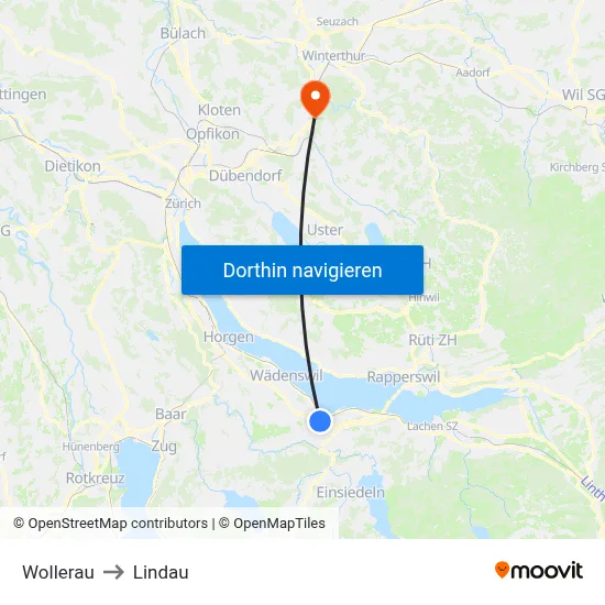 Wollerau to Lindau map