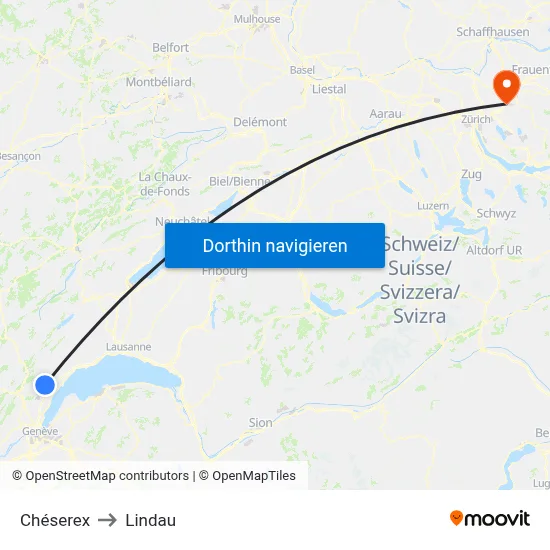 Chéserex to Lindau map