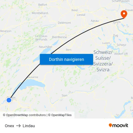 Onex to Lindau map