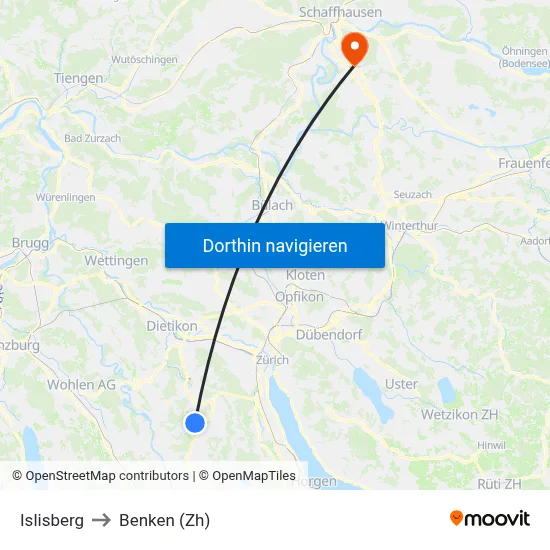 Islisberg to Benken (Zh) map
