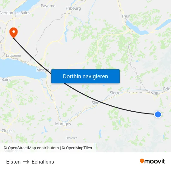 Eisten to Echallens map