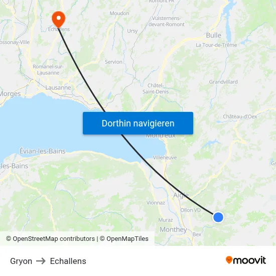 Gryon to Echallens map