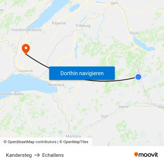 Kandersteg to Echallens map