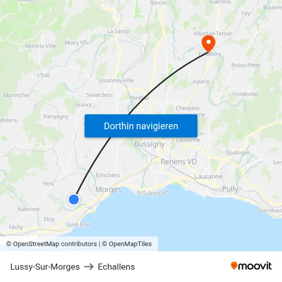 Lussy-Sur-Morges to Echallens map