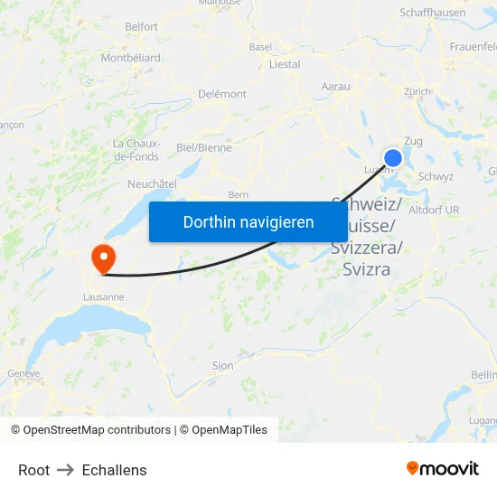 Root to Echallens map