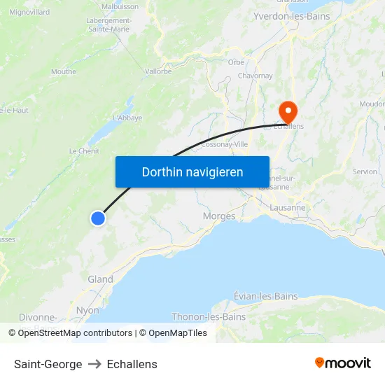 Saint-George to Echallens map
