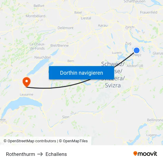 Rothenthurm to Echallens map