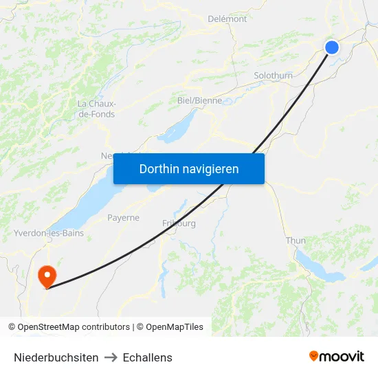 Niederbuchsiten to Echallens map