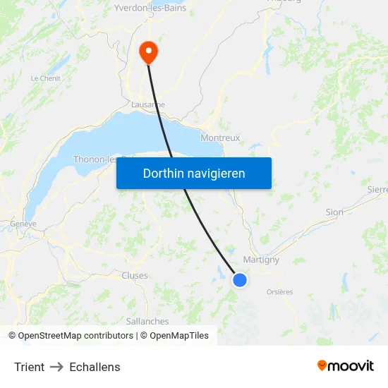 Trient to Echallens map