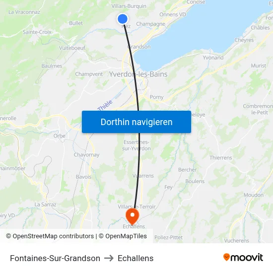 Fontaines-Sur-Grandson to Echallens map