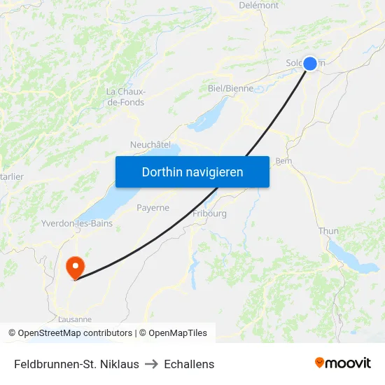 Feldbrunnen-St. Niklaus to Echallens map