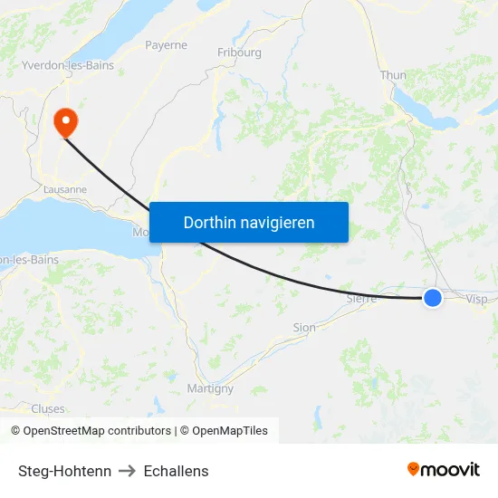 Steg-Hohtenn to Echallens map