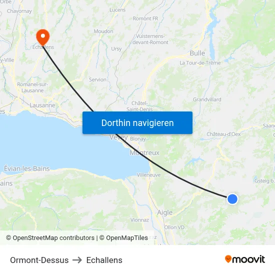 Ormont-Dessus to Echallens map