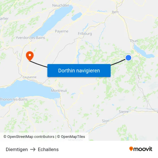 Diemtigen to Echallens map