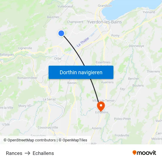 Rances to Echallens map
