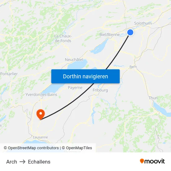 Arch to Echallens map