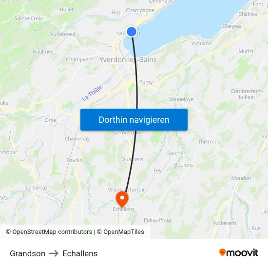 Grandson to Echallens map