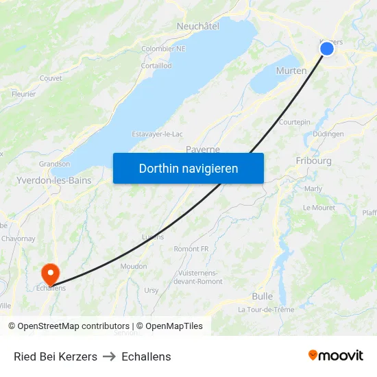 Ried Bei Kerzers to Echallens map