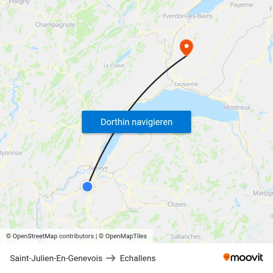 Saint-Julien-En-Genevois to Echallens map