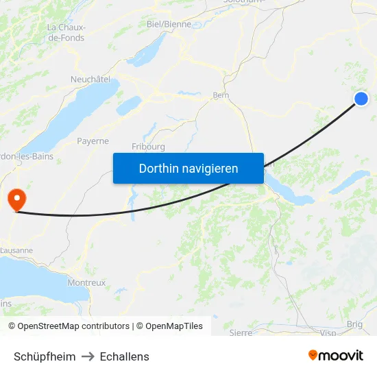 Schüpfheim to Echallens map