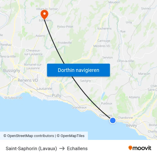 Saint-Saphorin (Lavaux) to Echallens map