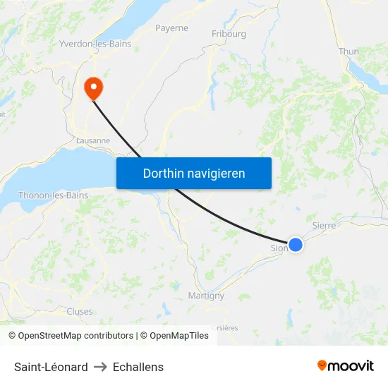 Saint-Léonard to Echallens map