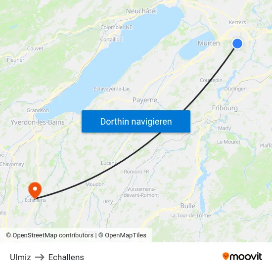 Ulmiz to Echallens map