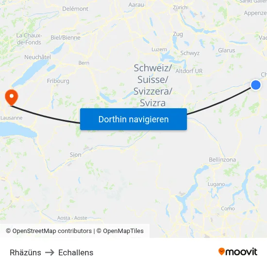 Rhäzüns to Echallens map