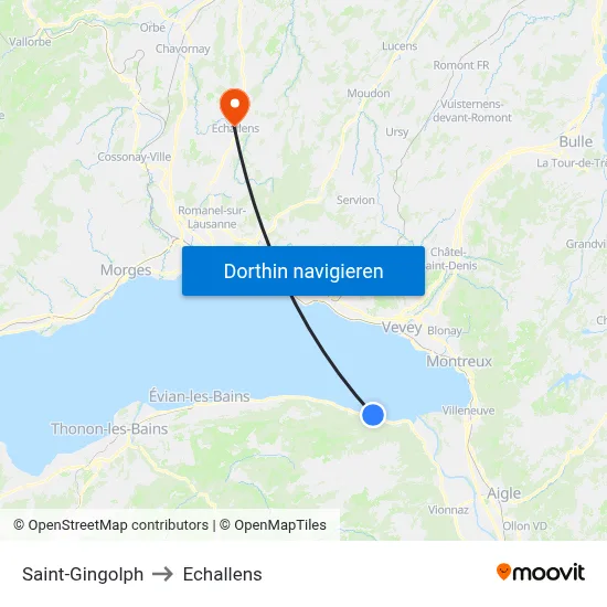 Saint-Gingolph to Echallens map