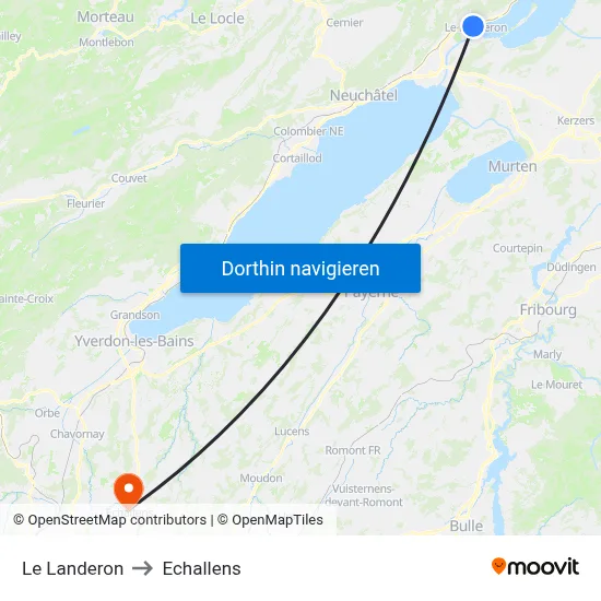 Le Landeron to Echallens map
