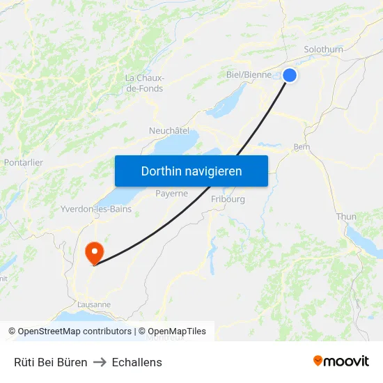 Rüti Bei Büren to Echallens map