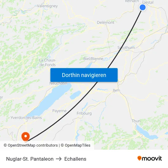 Nuglar-St. Pantaleon to Echallens map