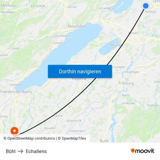Bühl to Echallens map