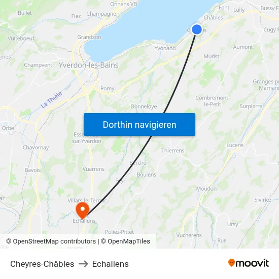 Cheyres-Châbles to Echallens map