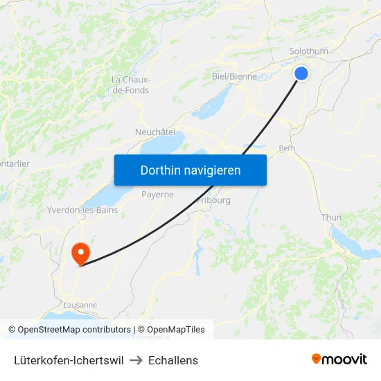 Lüterkofen-Ichertswil to Echallens map