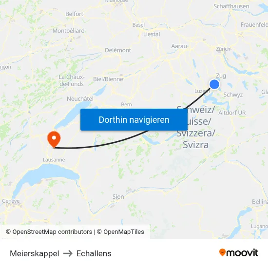 Meierskappel to Echallens map