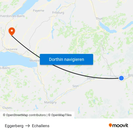 Eggerberg to Echallens map