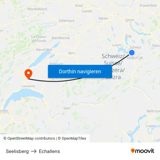 Seelisberg to Echallens map